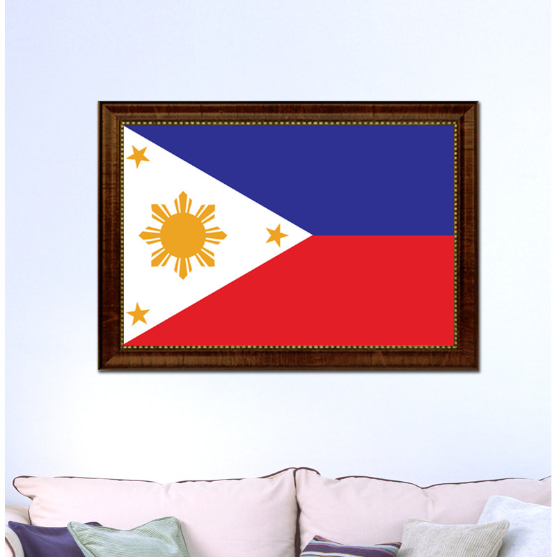 « philippines country flag », impression sur toile encadrée, H 27 po x l 39 po x P 1 po, Encadrement brun