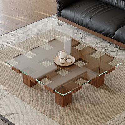 Wabi-sabi style light luxury square coffee table