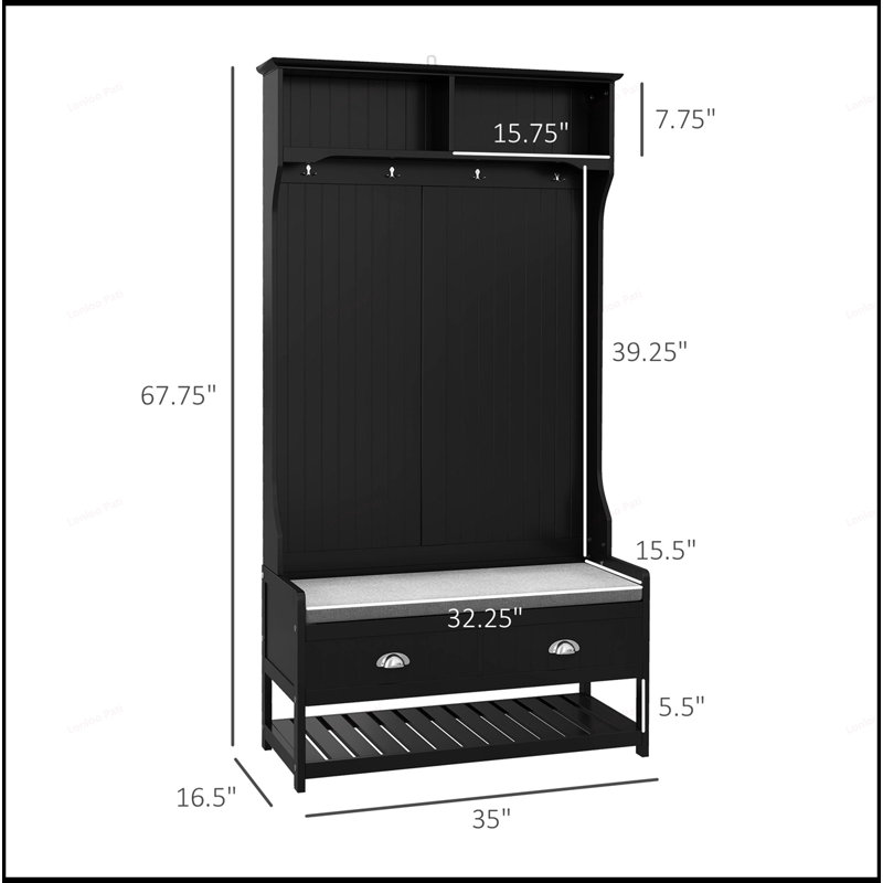 Portemanteau polyvalent avec plusieurs options de rangement, siège confortable et design élégant pour les vestibules organisés