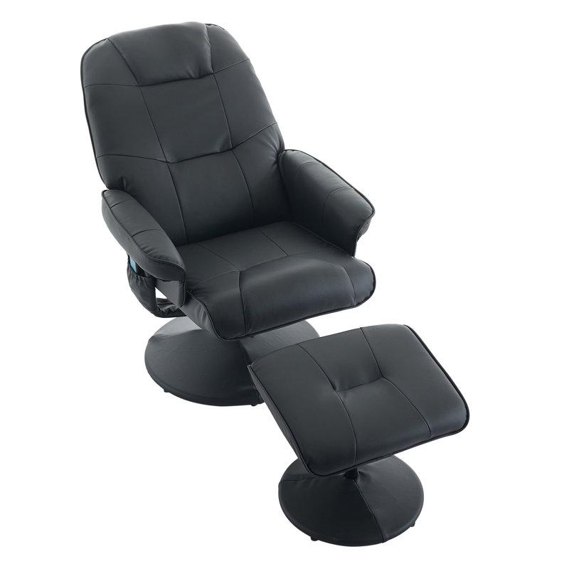 Fauteuil inclinable de massage avec repose-pieds, Polyuréthane noir