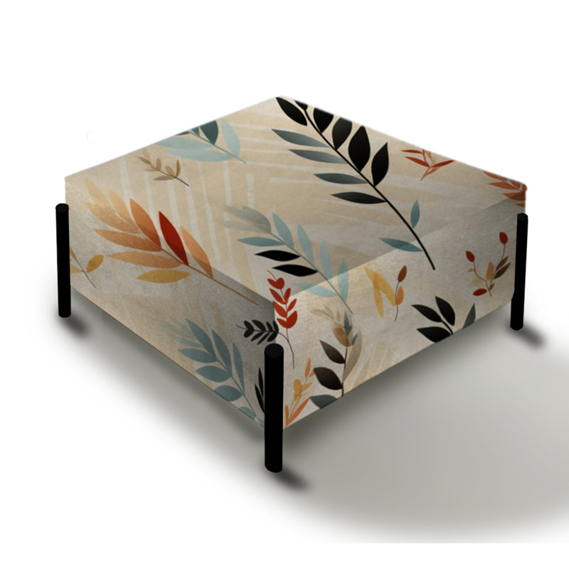 Grand repose-pieds carré beige beige