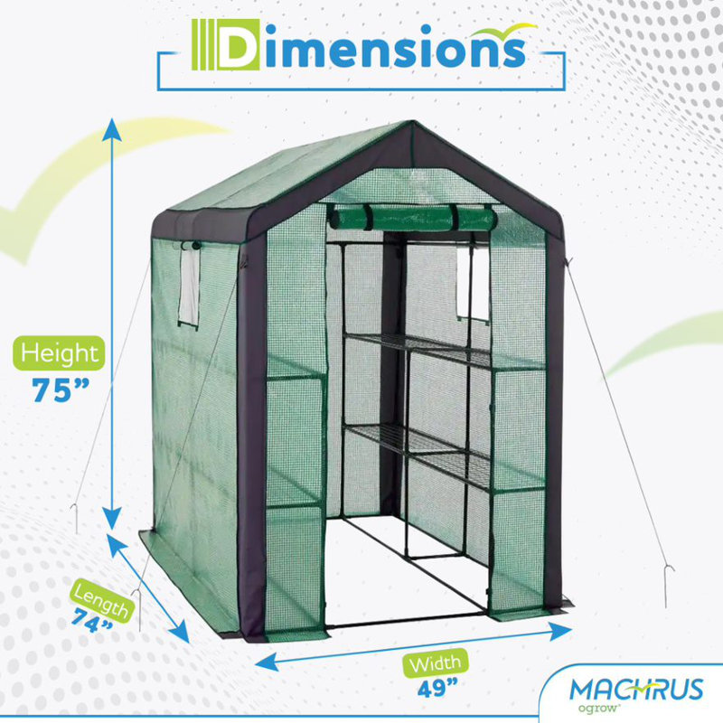 Machrus Ogrow Large Heavy Duty WALK-IN 2 Tier 8 Shelf Portable Lawn and Garden Greenhouse
