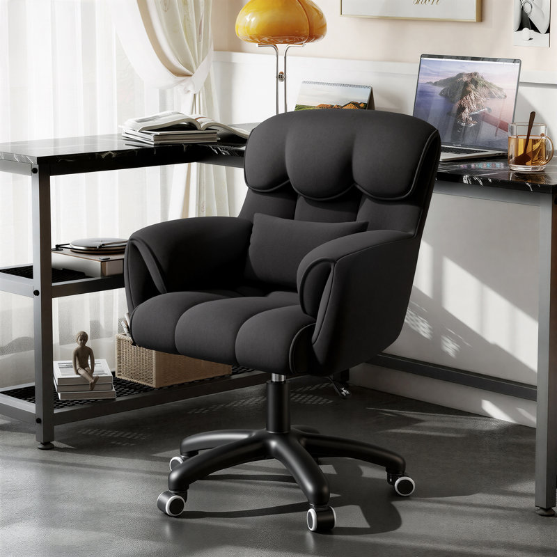 Velvet Office Chair, Black, Black