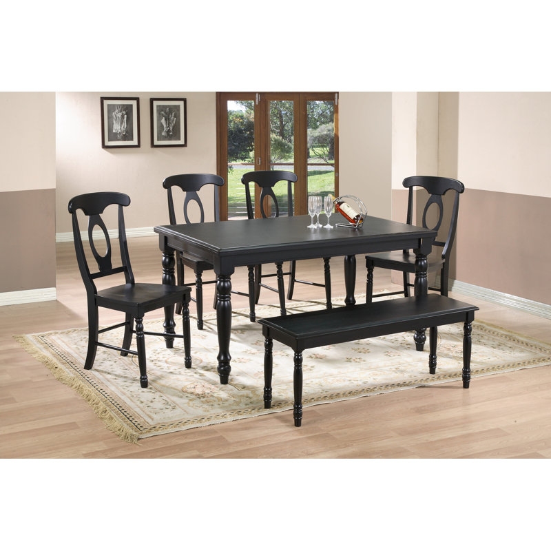 Courtdale Solid Wood Bench, Ebony, 18" H x 48" W x 14" D