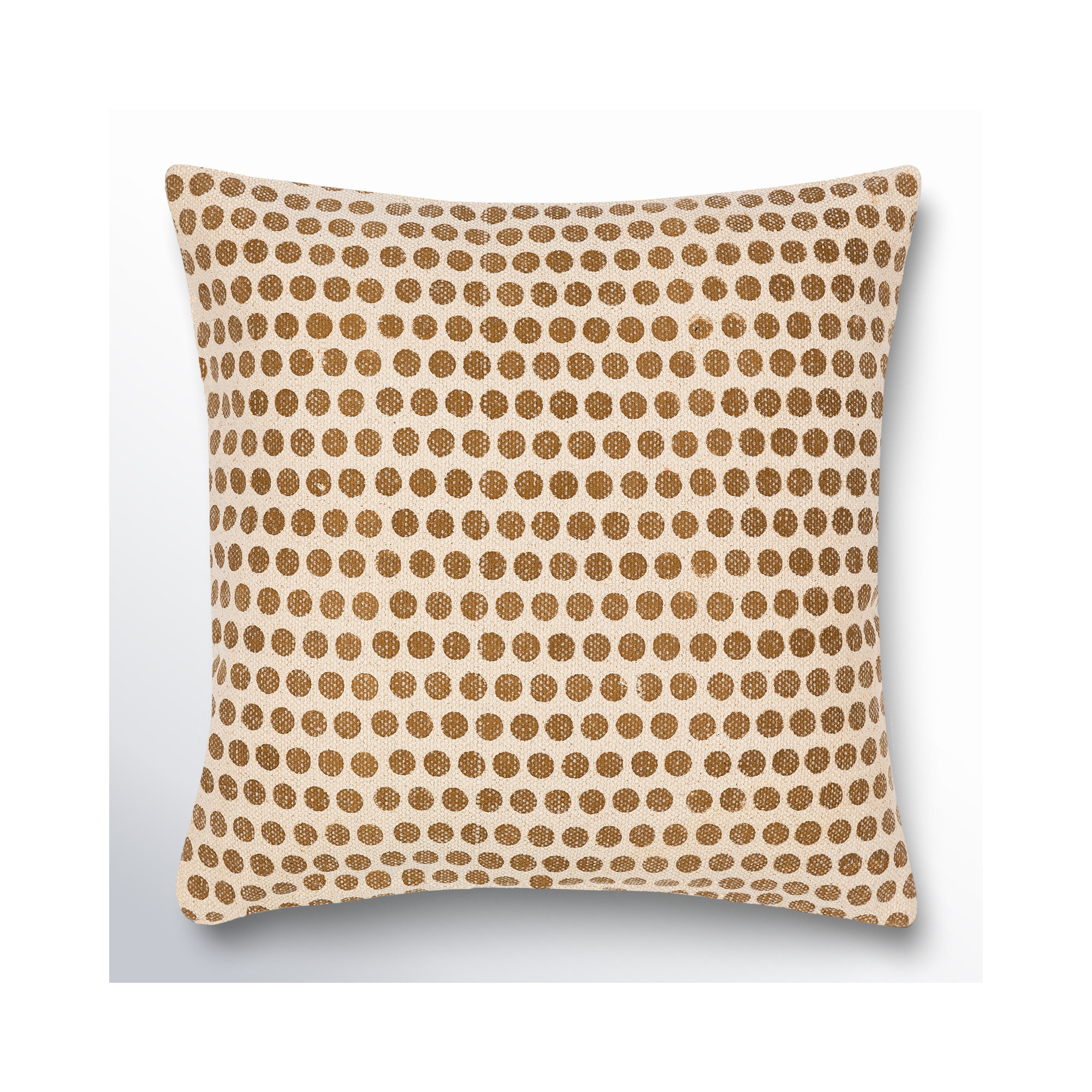 Zetta Polka Dots Cotton Throw Pillow, 18" x 18", Light Beige/Tan, Polyester/Polyfill