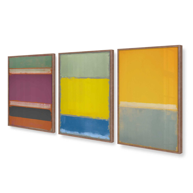 "Sunfield Glow Triptych" par Golden Glow Interiors 3 - Pièces sur papier, Rose poudre, H 15 po x l 12 po