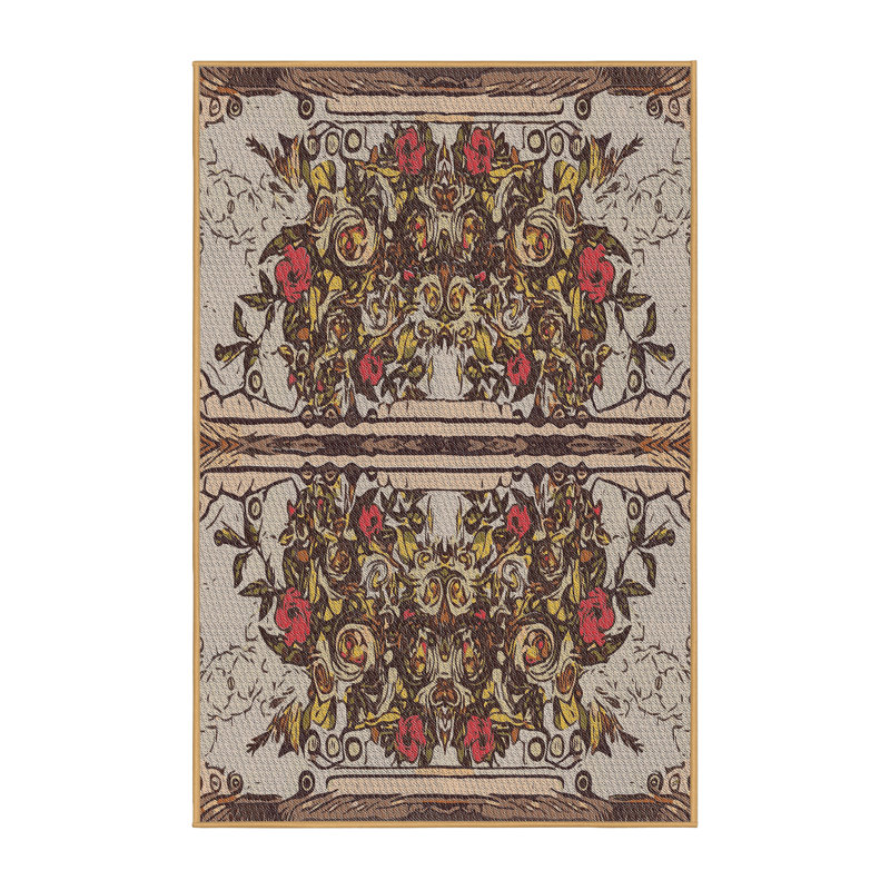 Tapis brun/gris à motifs, Rectangle 5 pi x 7 pi