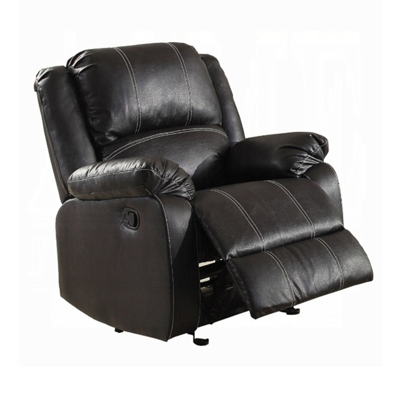 Zuriel Black Synthetic Leather Recliner Chair, Black