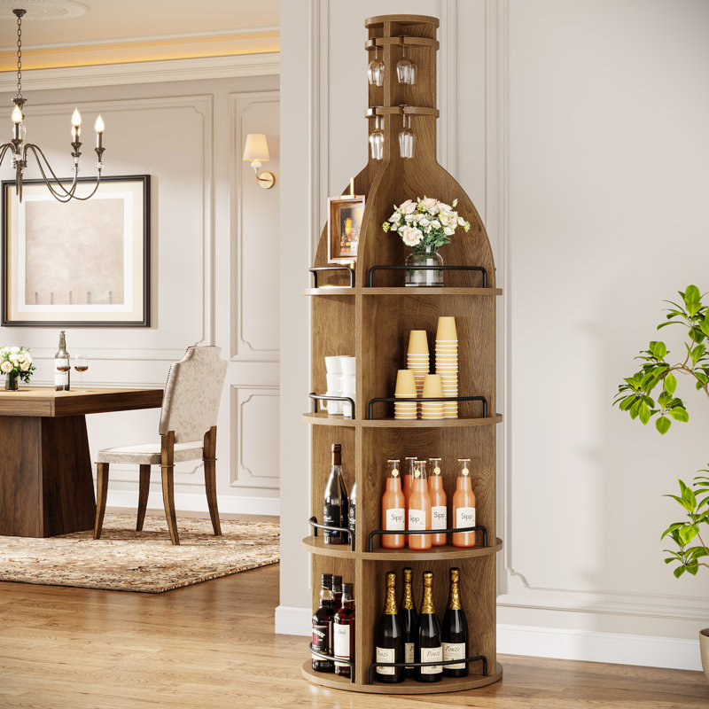 48 Bottle Floor Wine Bottle Rack Brown