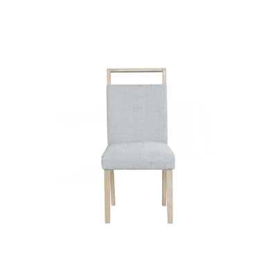 2Pc Set Gray Upholstered Dining Chair With Padded Seat And Back Contemporary Style