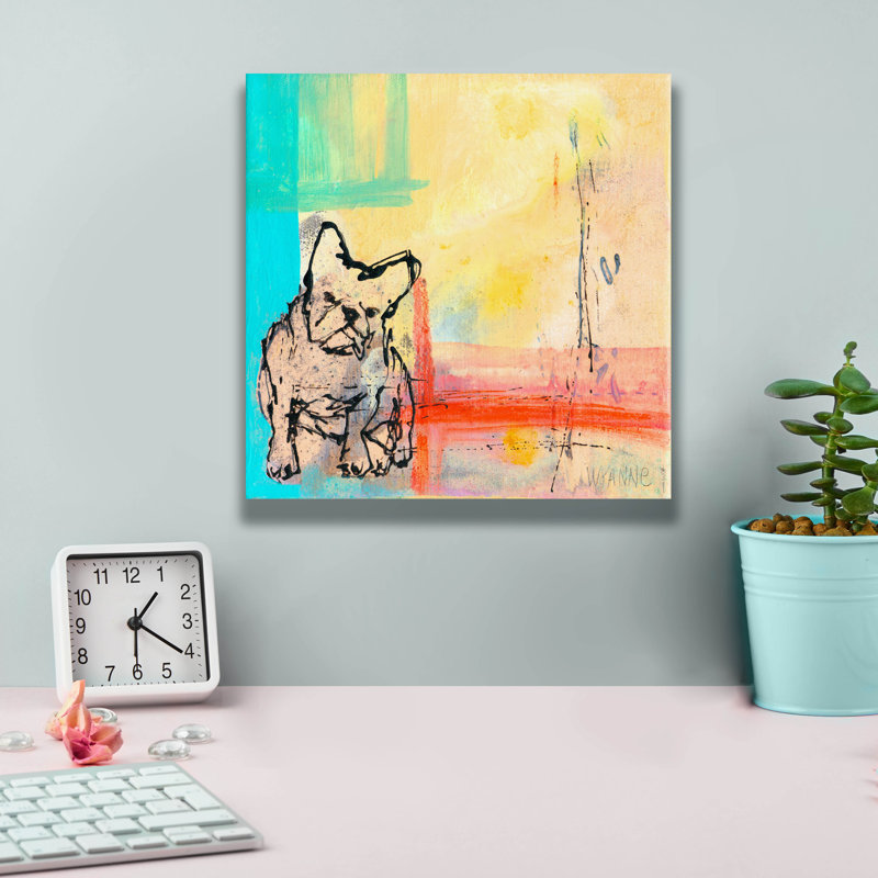 «French Bulldog» par Wyanne, H 12 po x l 12 po x P 0,75 po