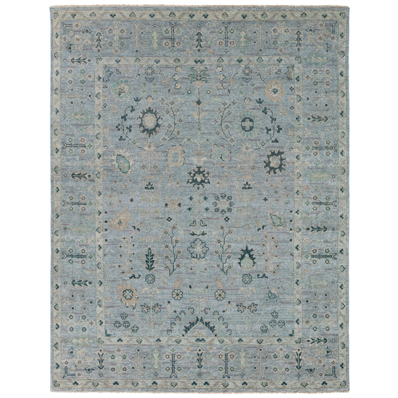 Jaipur Living Nysa RHA11 Handknotted Floral Blue and Green Area Rug (12'x15'), Rectangle 13' x 18'