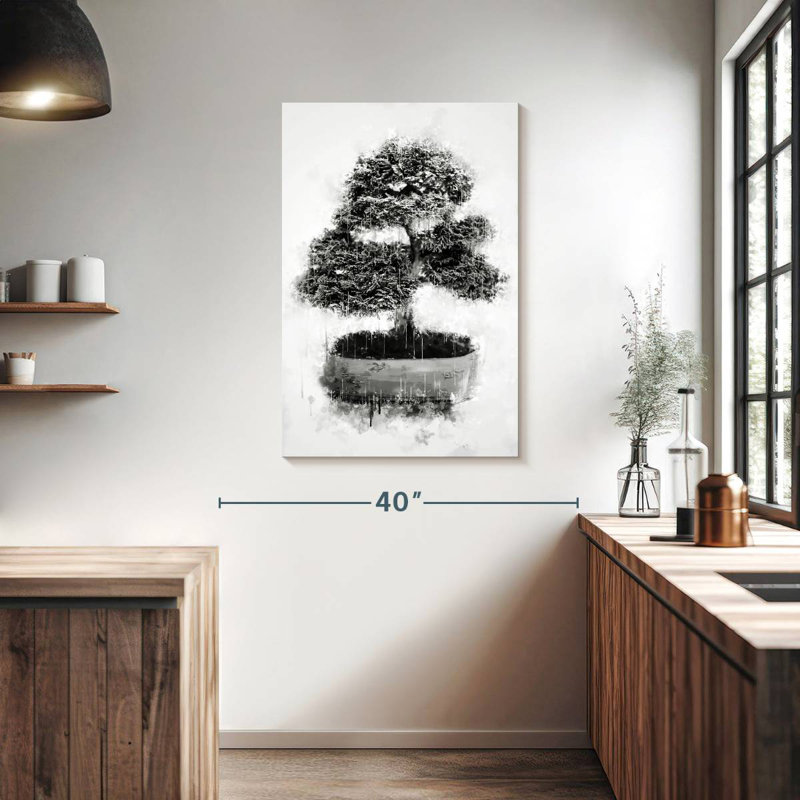 Bonsaï Harnek noir et blanc, H 39 po x l 26 po
