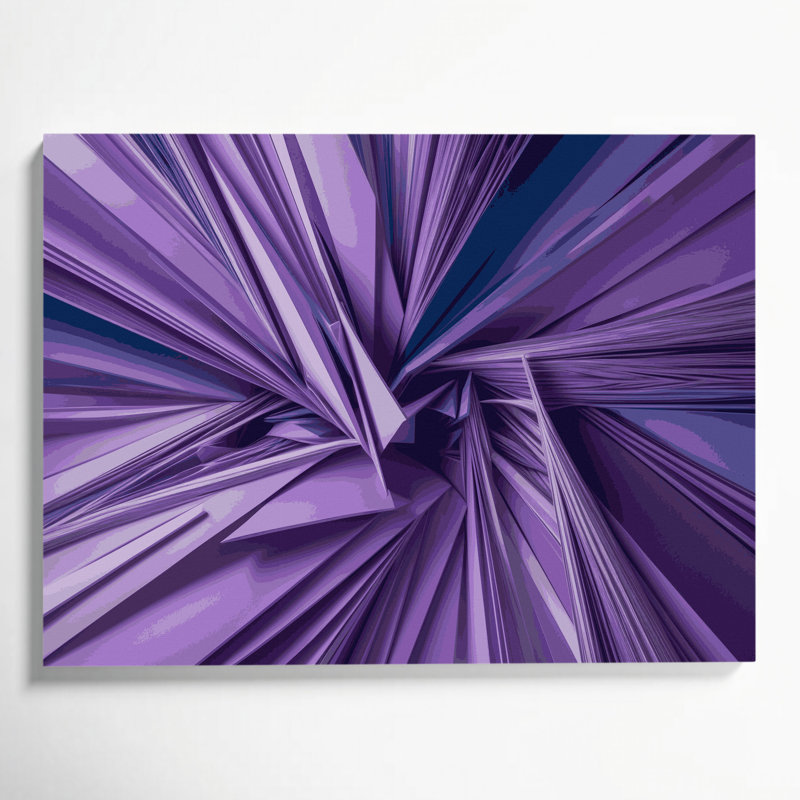 «Geometric Abstraction 77», art mural sur toile mauve, H 12 po x l 18 po