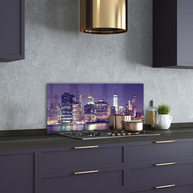 Alexzandrea Purple - New York By Night - No Frame Print on Glass