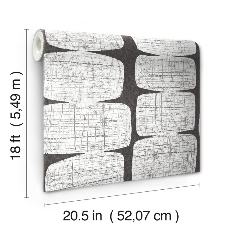MID-CENTURY BEADS Peel & Stick Abstract Roll, Black/White