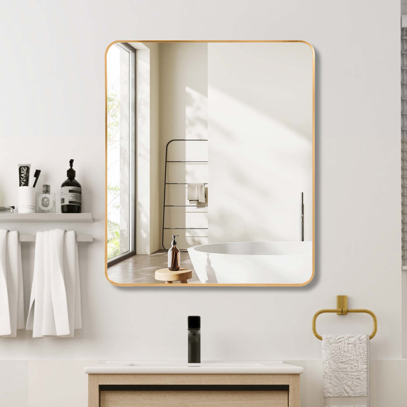 Miroir mural pour salle de bain, Doré