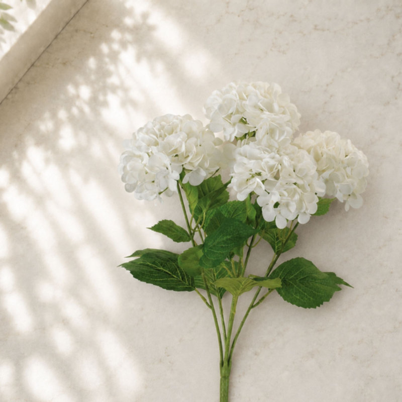 Hortensia floral (ensemble de 2), Crème, vert