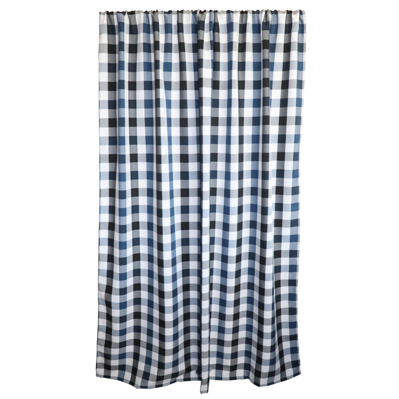 Chestermere Semi Sheer Curtain Single Panel, 56" W x 84" L, Black /White/Navy