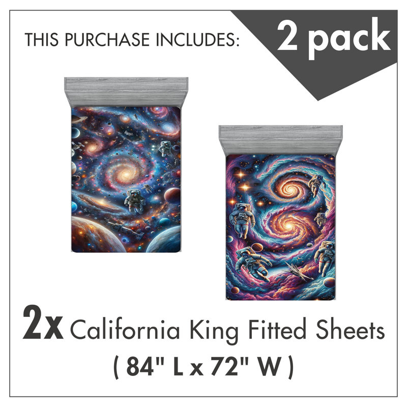 Microfiber Outer Space Fitted Sheet, California King Fitted Sheet
