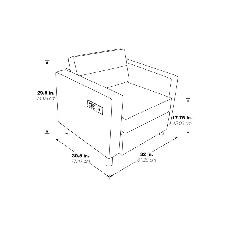Chaise de réception l 32,5 po Procter, Chamois