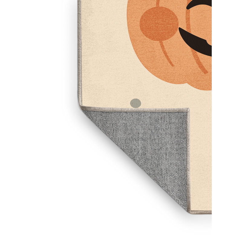 Machine Washable Soho Halloween Modern & Contemporary Abstract Rug in Beige – Beige Binding, 7x9