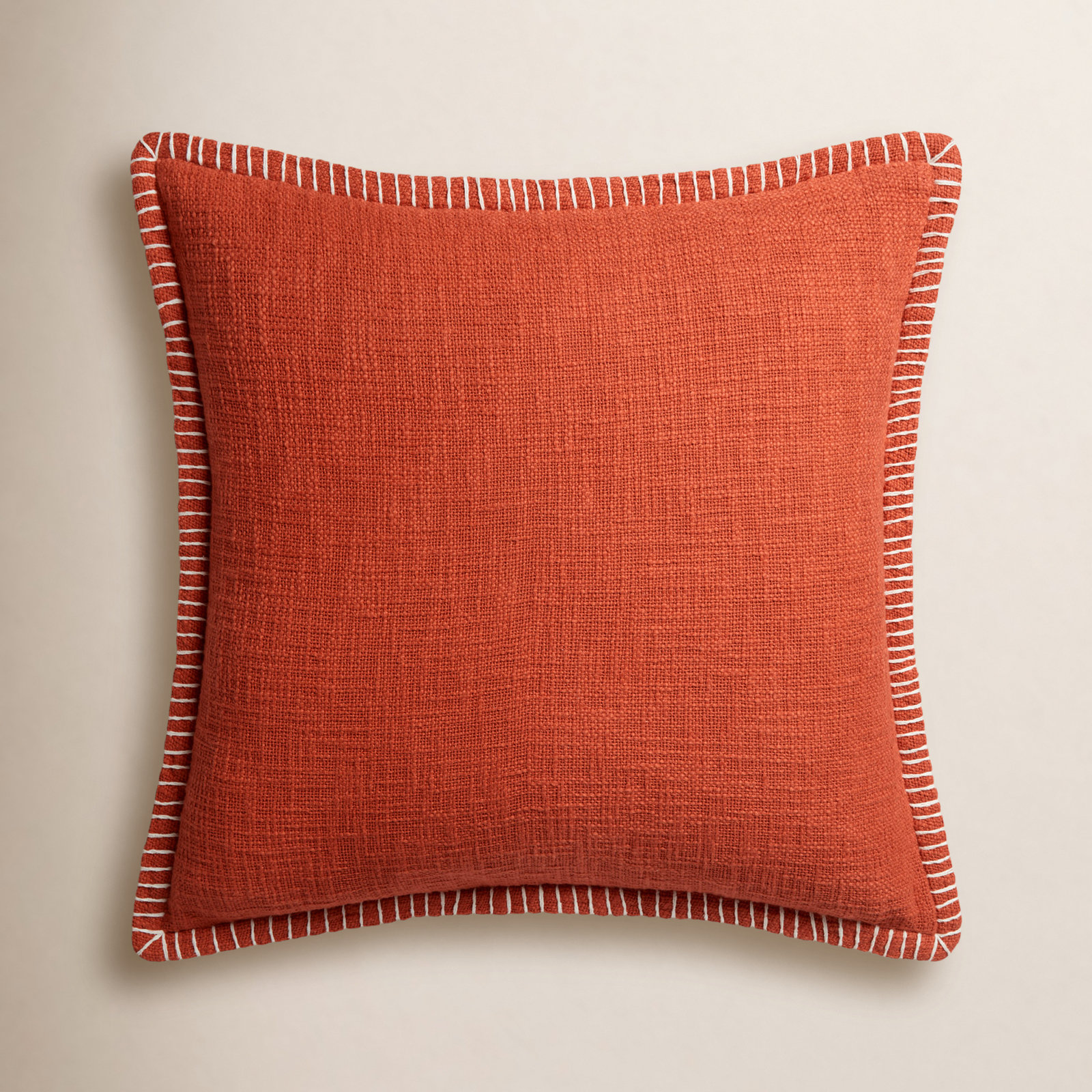 Fernande Cotton Pillow Cover, 22" H x 22" W x 1" D, Orange, No Fill