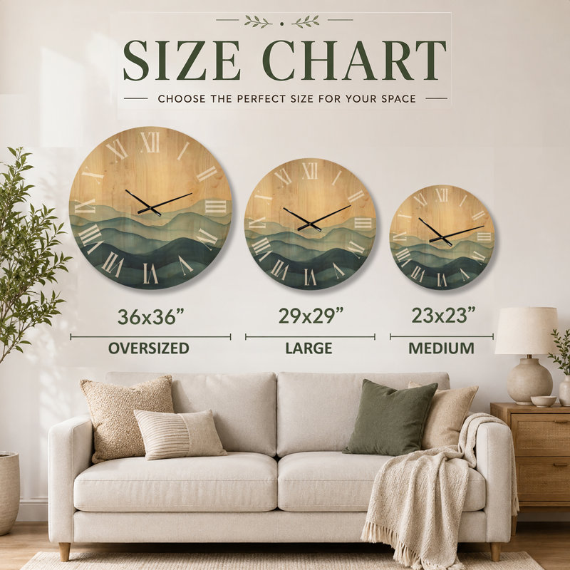 Grande horloge murale en bois Seascape, Surdimensionné