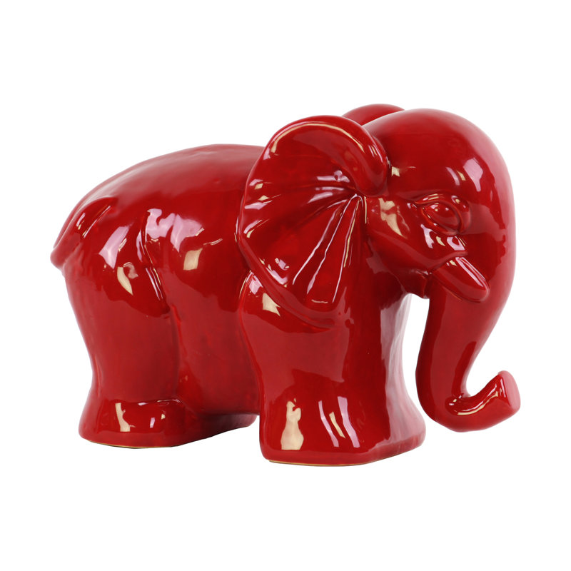 Figurine éléphant debout en céramique Himrod, Rouge, H 4,5 po x l 6 po x P 3 po