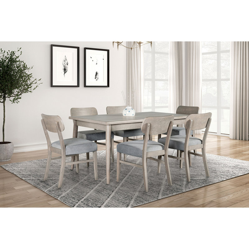 59.4" W Transitional Dining Table, Gray, Gray