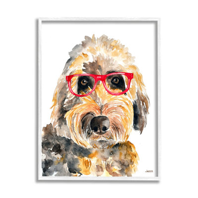 " Fun Terrier Dog Red Glasses " by Jen Seeley