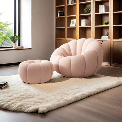 Modern Upholstered Rocking Chair with Ottoman by VIBORZ