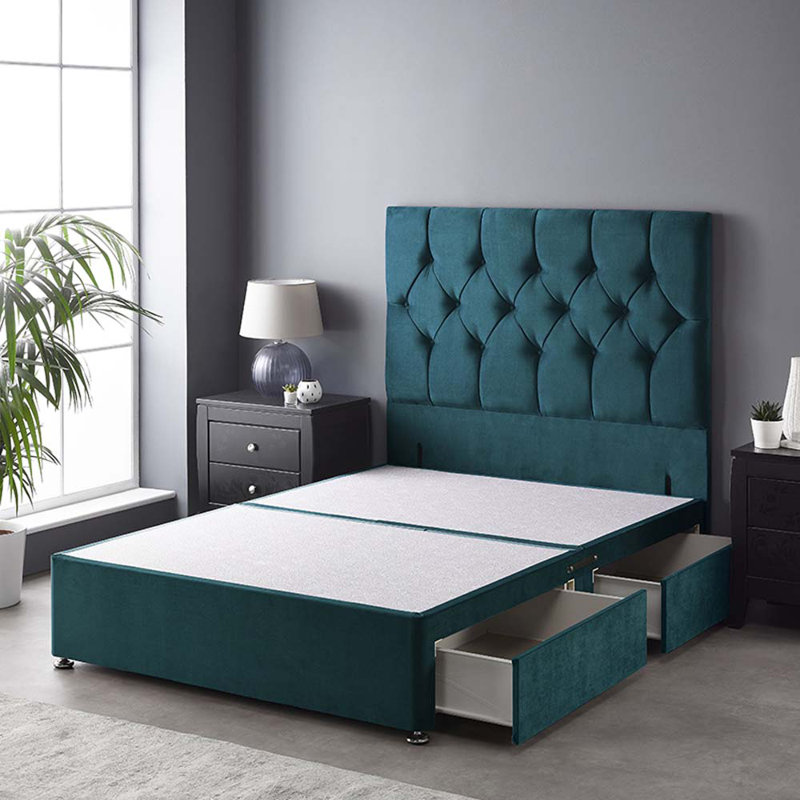 Boutique Divan Bed Base, Emerald, 2 Drawers, Super King (6')