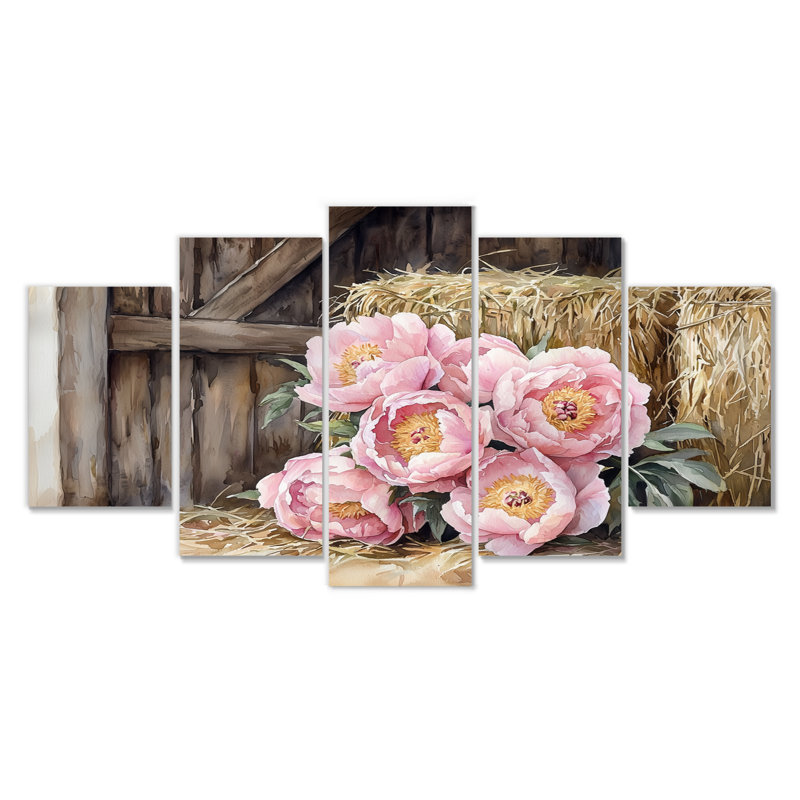 Johnston - pivoines - art mural traditionnel