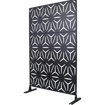 Metal Privacy Screens 76" H48" W - For Patio, Deck, Lawn, Garden Black Charming Look Screen Balcony, Functional
