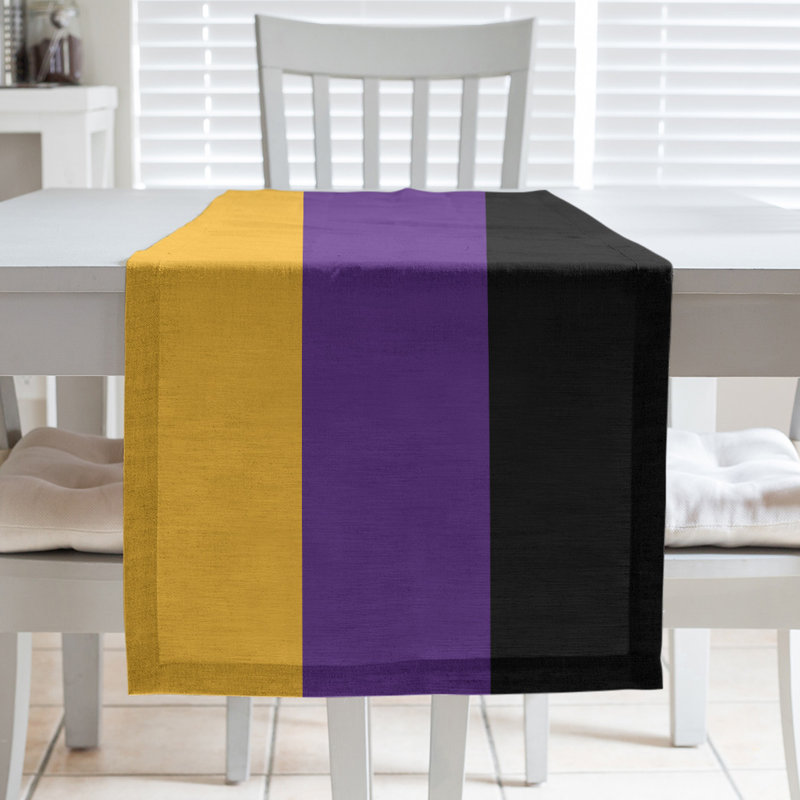 Los Angeles LA Basketball Table Runner, 90" L x 16" W, Gold/Purple/Black, Poly Twill