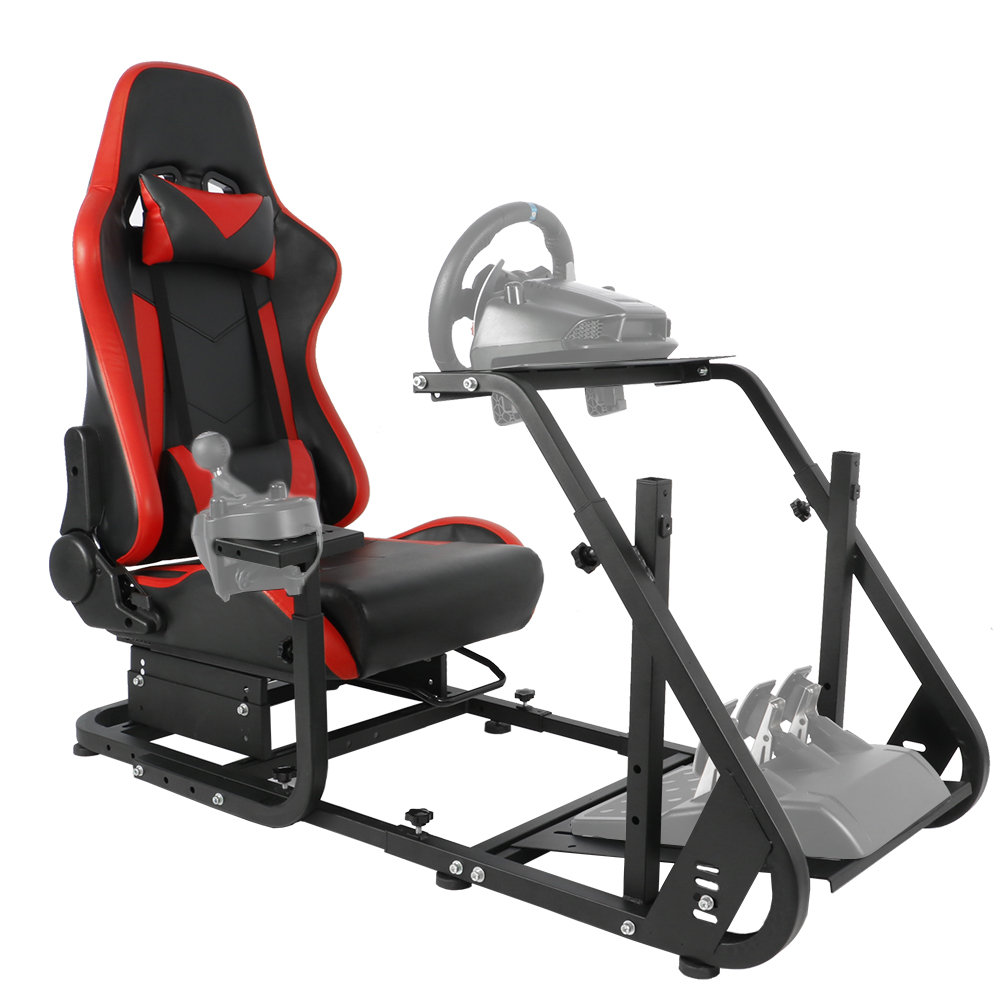 Racing Simulator Stand with Red Racing Chair fit G29 G920 G923 Thrustmaster | Wayfair
