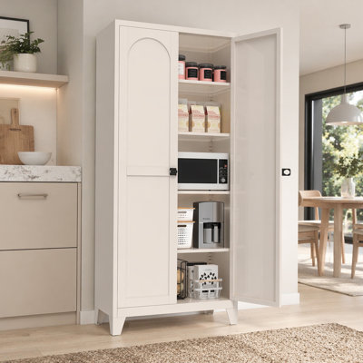 Armoire de rangement à 2 portes bien formées, armoire de rangement en métal avec portes et tablettes réglables, pour chambre à coucher, salon