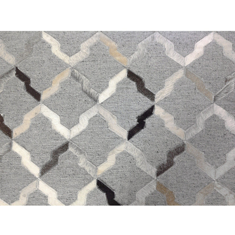 Cowhide Geometric Area Rug in Gray