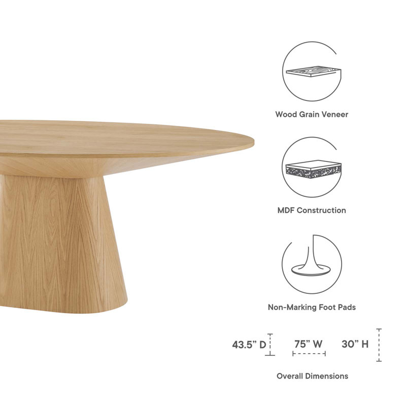 Round Oak Wood Six-Seater Dining Table