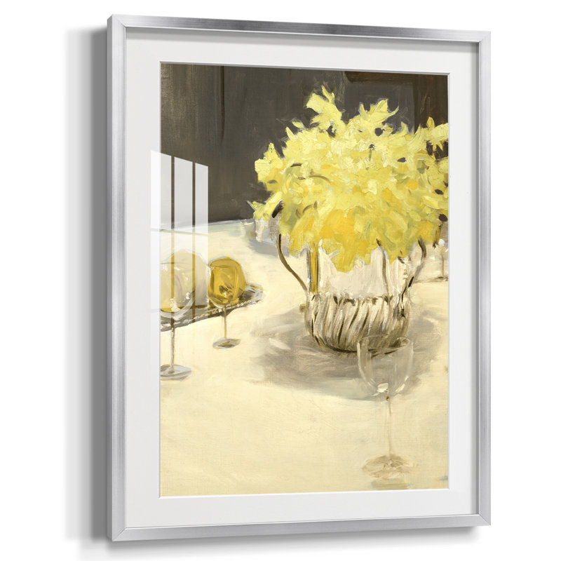 Imprimé floral rétro CCXLIX - impression encadrée, Argent