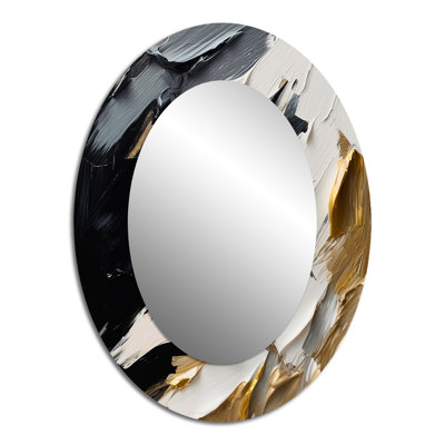 Golden Wave Reflections V - Large Oval Wall Mirror On Metal
