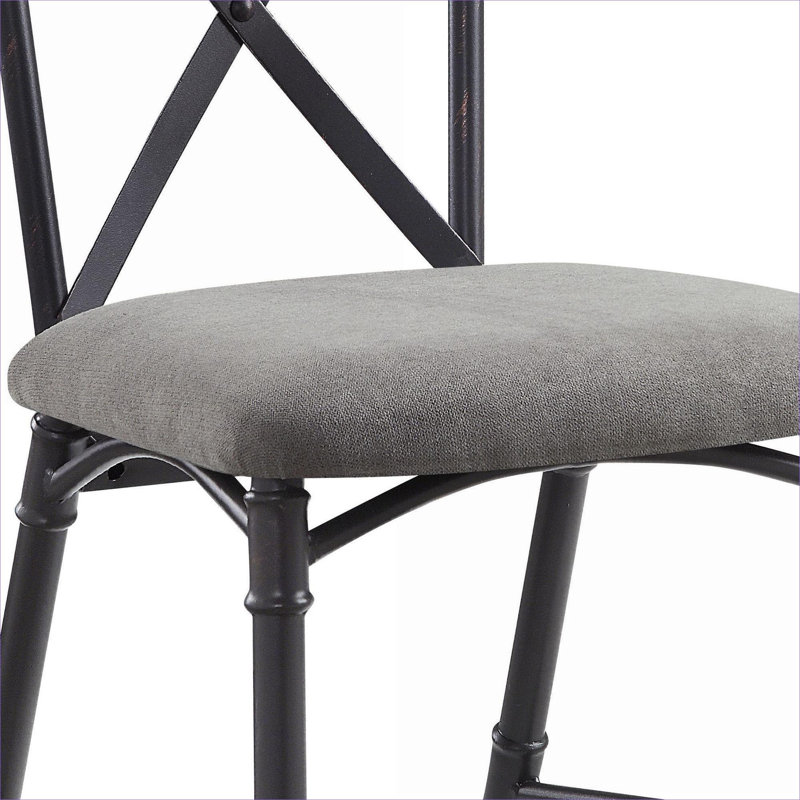 Ensemble de 2 chaises d'appoint d'appoint à dossier en X gris sablé gris clair et sièges rembourrés pour les repas dans la salle à manger pour adultes