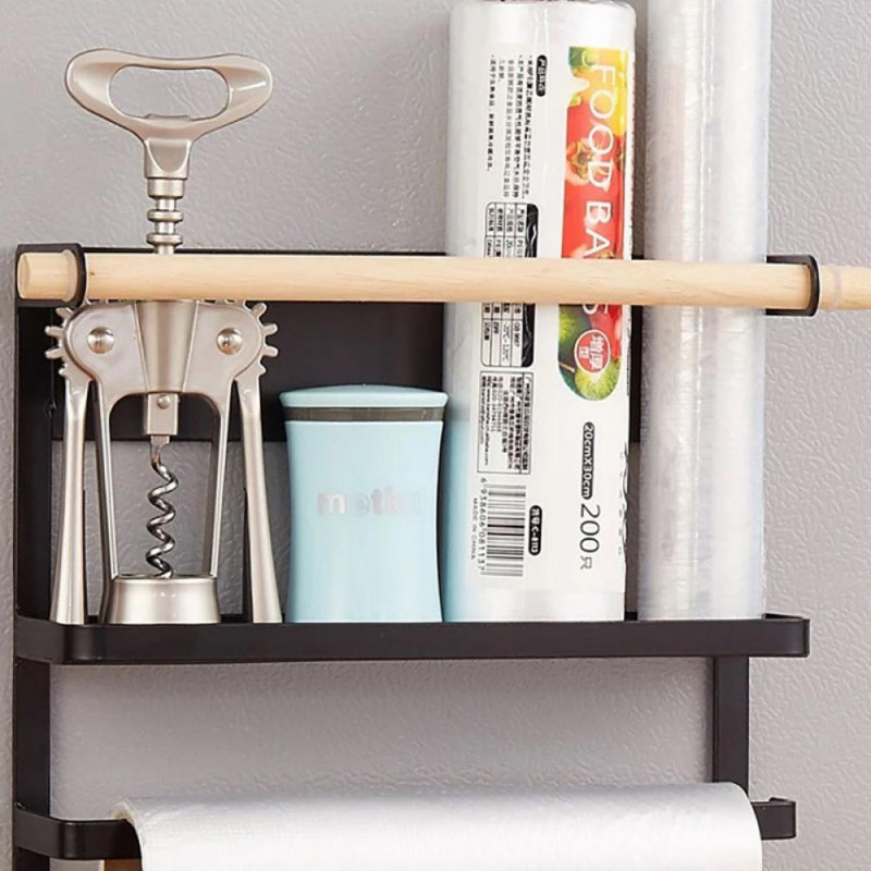 Lena Tiered Shelf with Hooks, Black