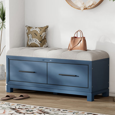 43" Wide Shoe Storage Bench With Cushion Entryway Bench Flip Top Storage Bench