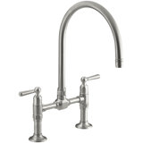 HiRise Two-Hole Deck-Mount Bridge Kitchen Sink Faucet with 10-1/4" Gooseneck Spout and Lever Handles