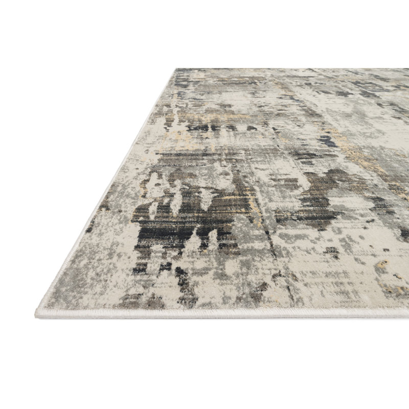 Aiken Abstract Ocean/Gray Area Rug, Rectangle 2'7" x 4'