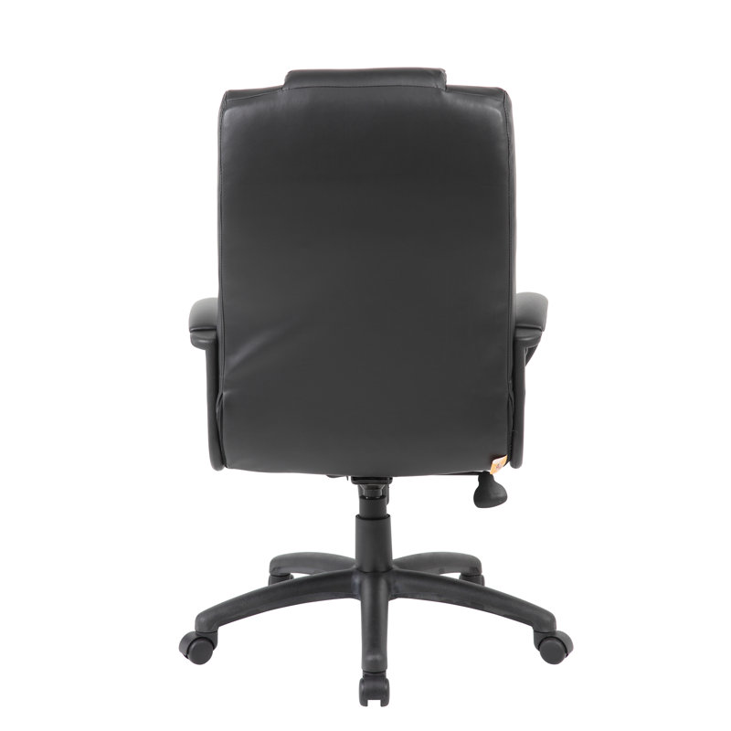 Black High Back Leather Executive Swivel Chair with Fixed Arms