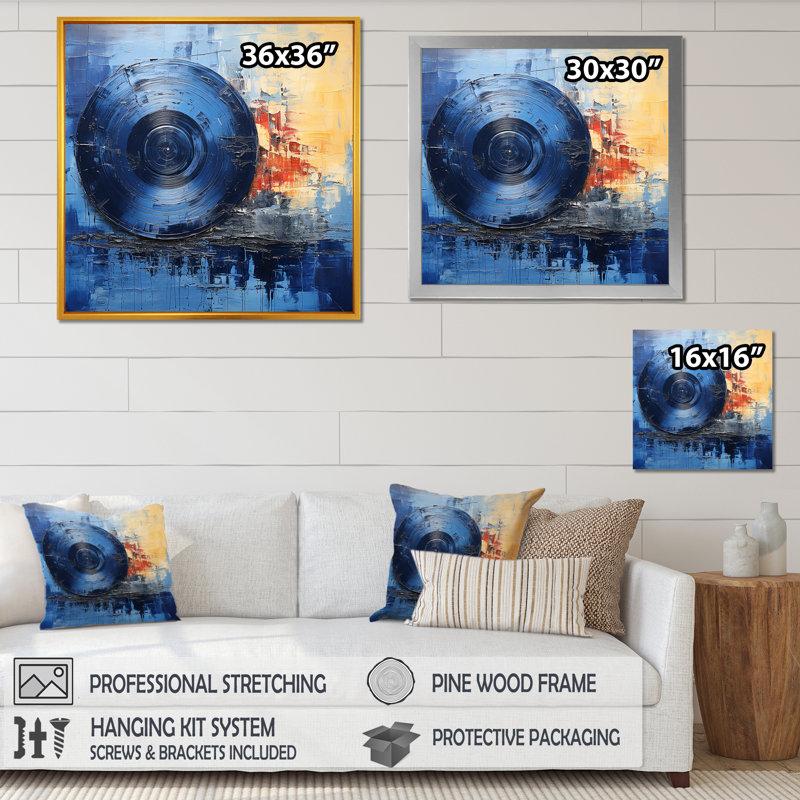 «Blue and Gold», Vinyle, Cadre flottant noir, H 16 po x l 16 po x P 1 po