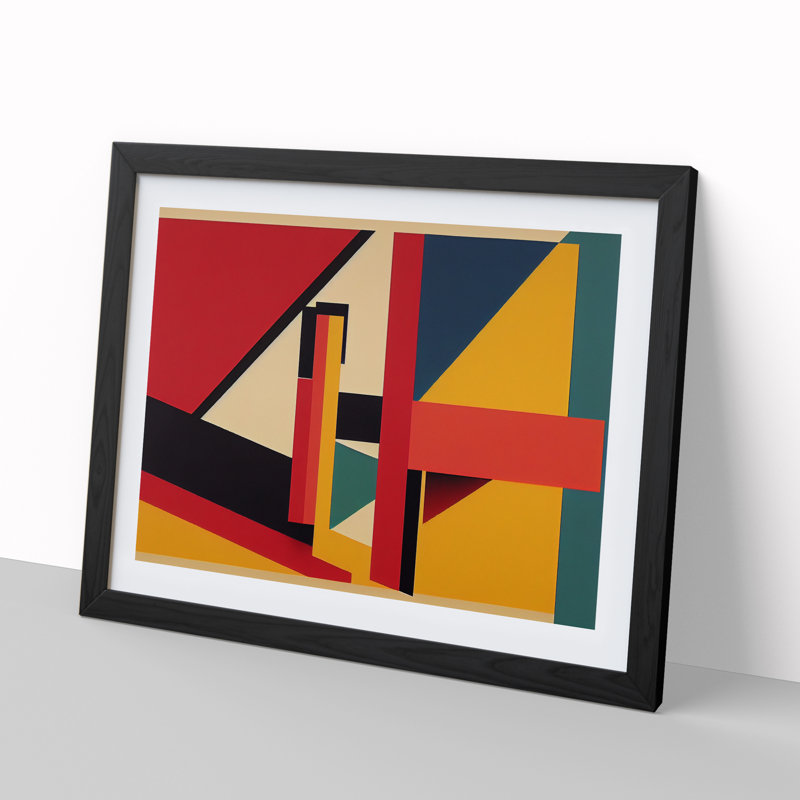XH1022-6191X Modern Suprematism Art Vol.1 Abstract - Single Picture Frame Print, 46cm H x 64cm W x 2cm D, Black